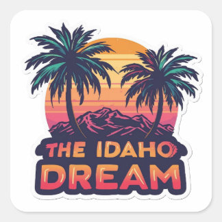 Sticker Carré Le rêve de l'Idaho Coucher de soleil rétro américa