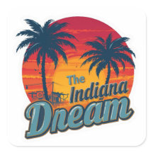 Le rêve de l'Indiana Rétro Palmiers Coucher de sol