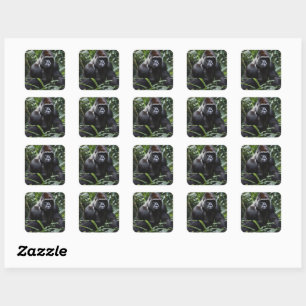 Sticker Carré Le roi du gorille de minuit : Monarque de la forêt