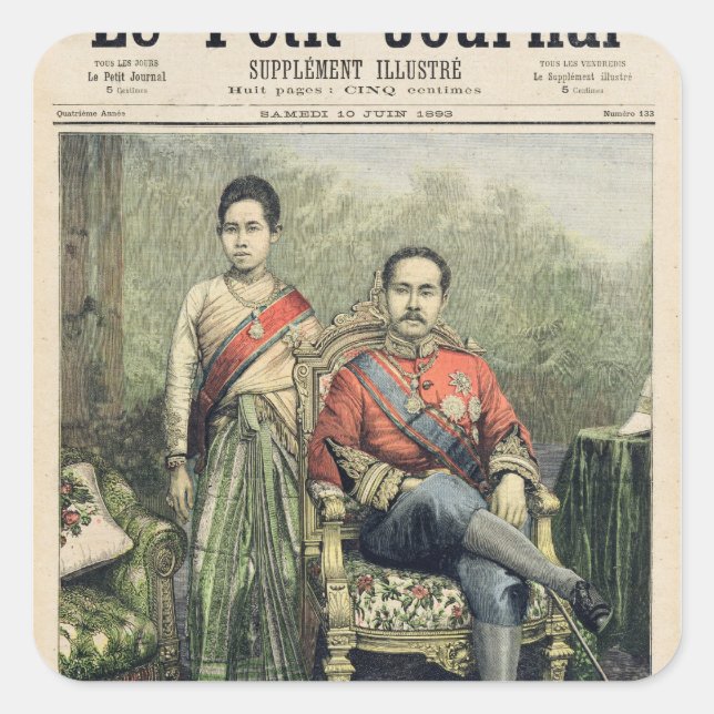 Sticker Carré Le roi et la reine du Siam (Devant)