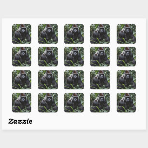 Sticker Carré Le Roi Gorille de Minuit : Monarque de la Forêt