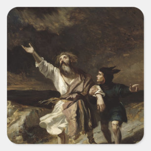 Sticker Carré Le roi Lear et l'idiot dans la tempête