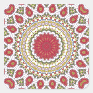Sticker Carré Le rouge Jewels le dessin géométrique de mosaïque