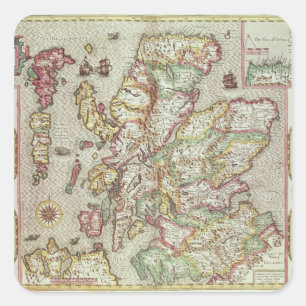 Sticker Carré Le royaume d'Ecosse, gravé par Jodocus
