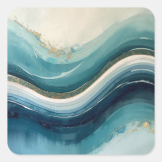 Sticker Carré Le Rythme des Vagues – Une Interprétation Abstrait