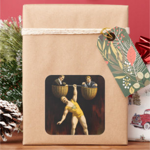 Sticker Carré Le Sandow Eugen Sandow Vaudeville Weightlifter