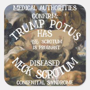 STICKER CARRÉ LE SCROTUME DU COU DE TRUMP CONFIRMÉ EST ENCEINTE