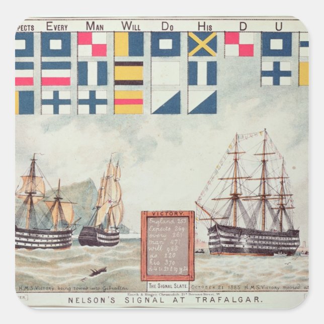 Sticker Carré Le signal de Nelson à Trafalgar (Devant)