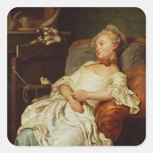 Sticker Carré Le Sleeper, 1759 (huile sur toile) (Devant)