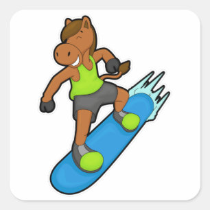Sticker Carré Le snowboarder de Horse