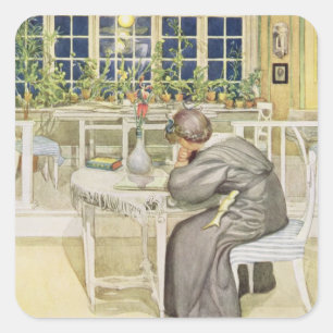 Sticker Carré Le soir avant le voyage en Angleterre - Etudier