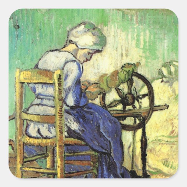 Sticker Carré Le Spinner par Vincent van Gogh (Devant)