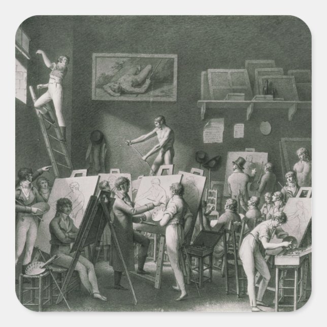 Sticker Carré Le Studio de Jacques Louis David (Devant)