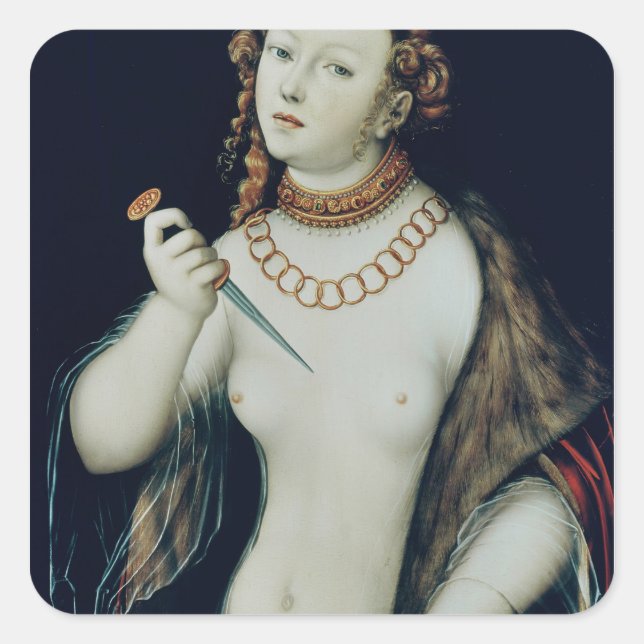 Sticker Carré Le suicide de Lucretia, 1538 (Devant)