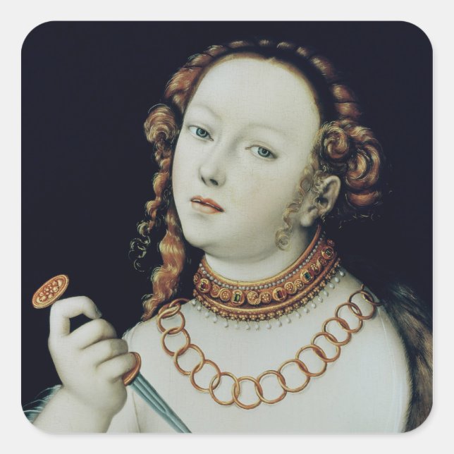 Sticker Carré Le suicide de Lucretia, 1538 (Devant)