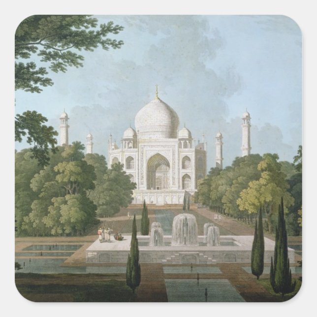 Sticker Carré Le Taj Mahal, Agra, du jardin (Devant)
