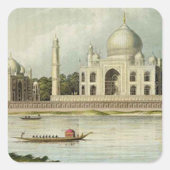 Sticker Carré Le Taj Mahal, la tombe de l'empereur Shah Jehan et (Devant)