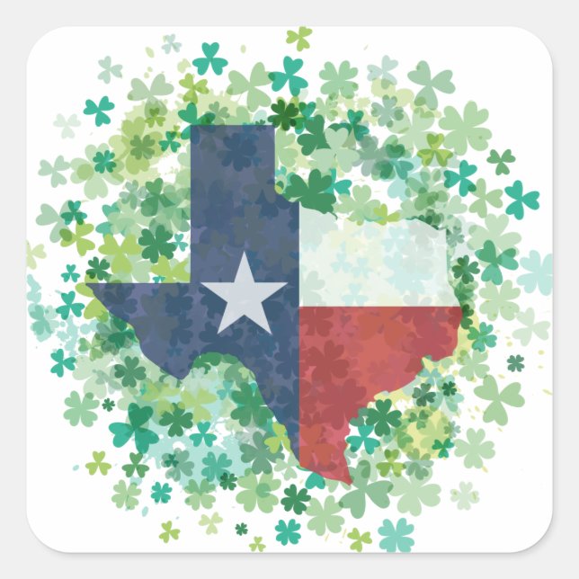 Sticker Carré Le Texas en trèfle - Saint Patrick's Day (Devant)