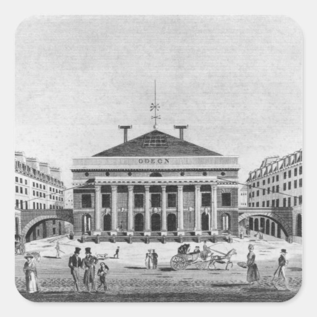 Sticker Carré Le théâtre de l'Odéon, 1830 (Devant)