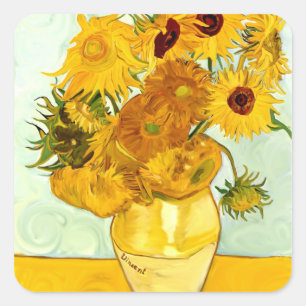Sticker Carré Le tournesol jaune de Vincent van Gogh peignant