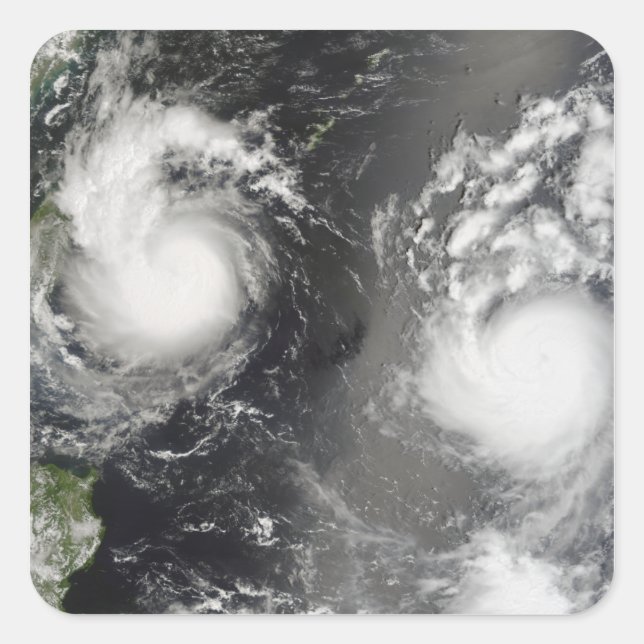 Sticker Carré Le typhon Saomai et la tempête tropicale Bopha (Devant)