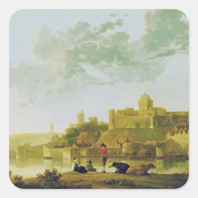 Sticker Carré Le Valkhof à Nimègue par Aelbert Cuyp (Devant)