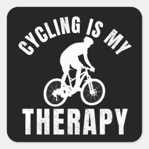 Sticker Carré le vélo est ma thérapie cadeau de vélo drôle