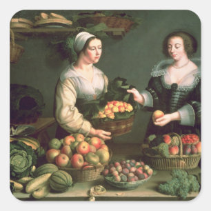 Sticker Carré Le vendeur de fruits et légumes