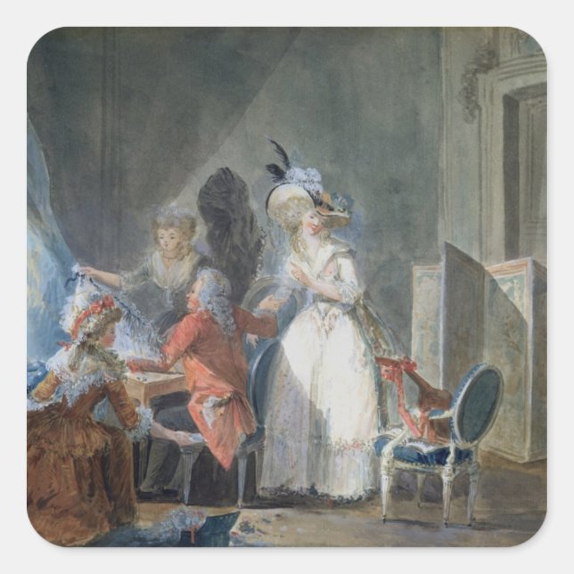 Sticker Carré Le vendeur de mode (Devant)