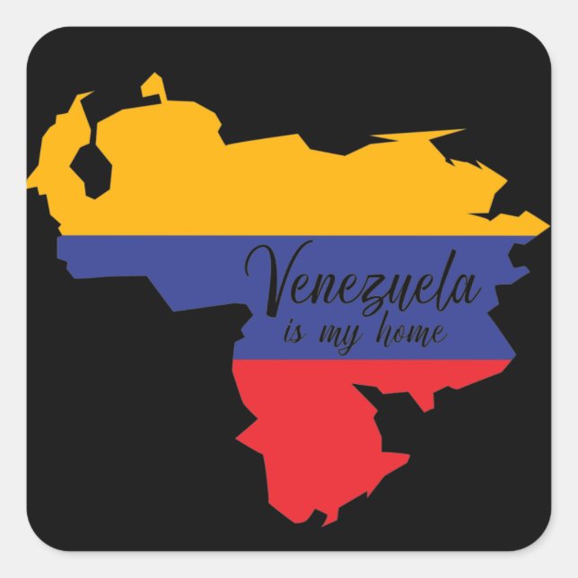 Sticker Carré Le Venezuela est ma maison Carte du drapeau (Devant)
