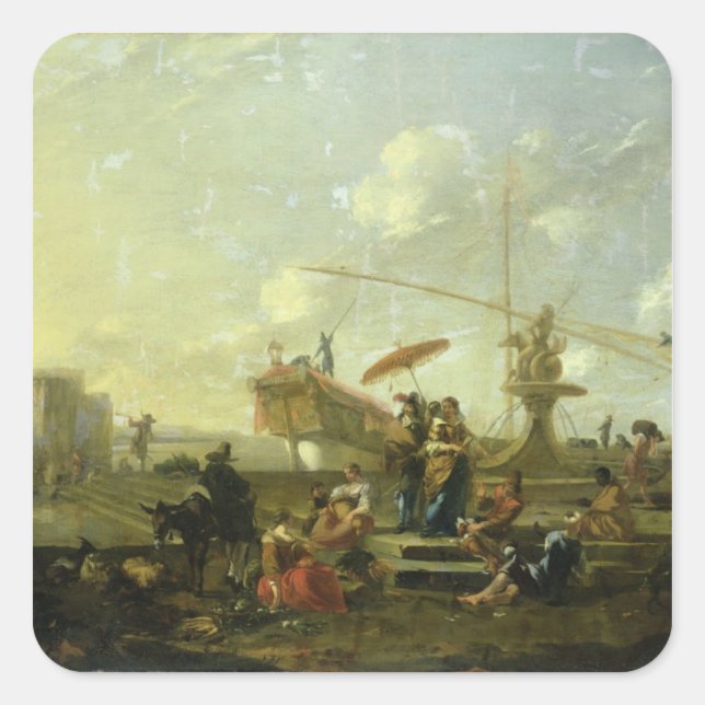 Sticker Carré Le Vieux Port de Gênes (Devant)