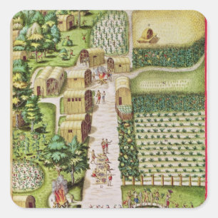 Sticker Carré Le village de Secoton