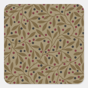 Sticker Carré Leaf Berry Classique Colorful Art Motif