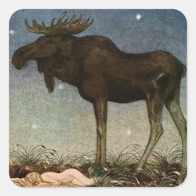 Sticker Carré "Leap Finds Sleeping Princess" par John Bauer (Devant)