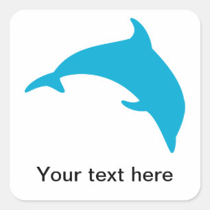 Sticker Carré Leaping bleu Dolphin Silhouette