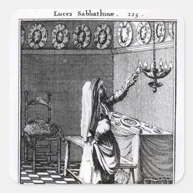 Sticker Carré L'éclairage des bougies du Sabbat (Devant)