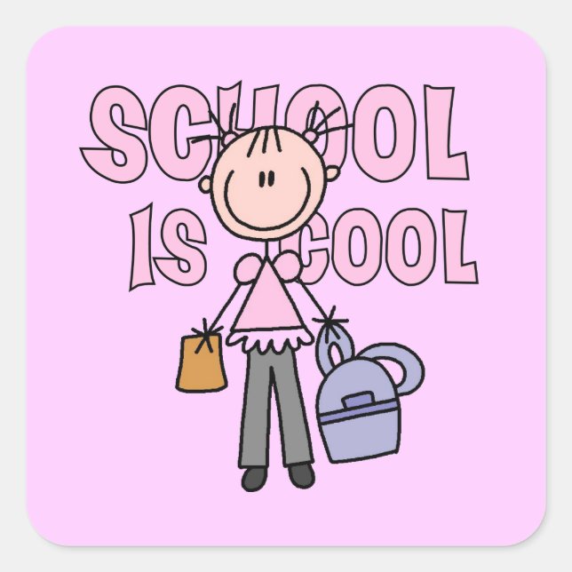 Sticker Carré L'école des filles c'est cool (Devant)