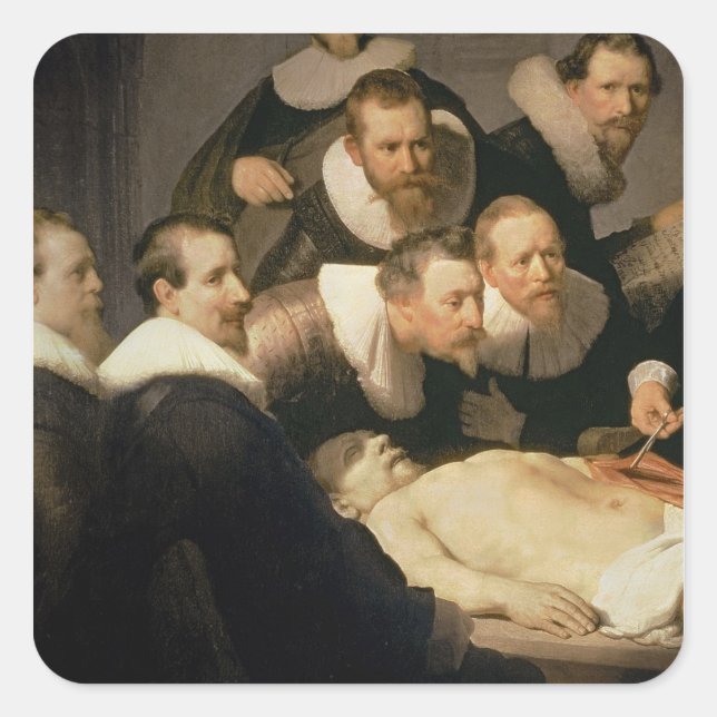 Sticker Carré Leçon d'anatomie du Dr Nicolaes Tulp, 1632 (Devant)