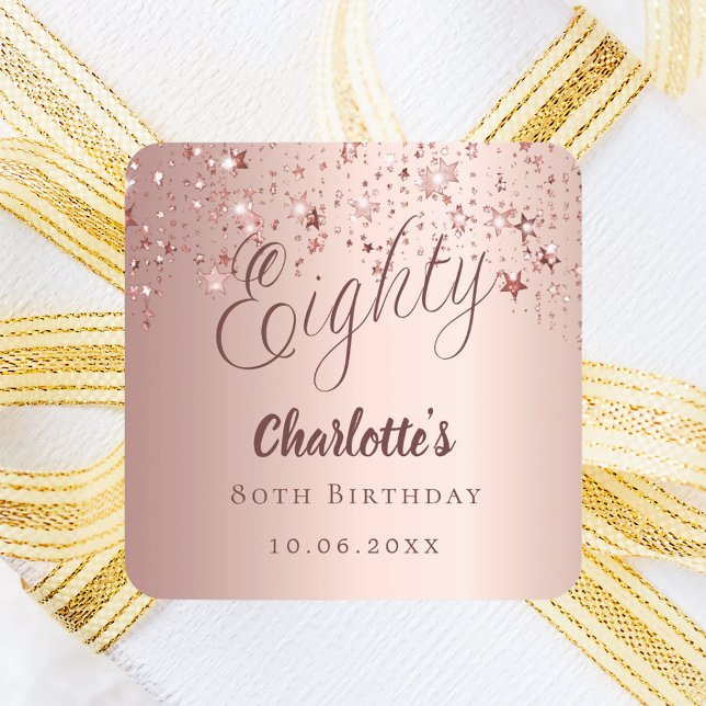 Sticker Carré L'écriture d'or rose célèbre 80ème anniversaire (Créateur téléchargé)