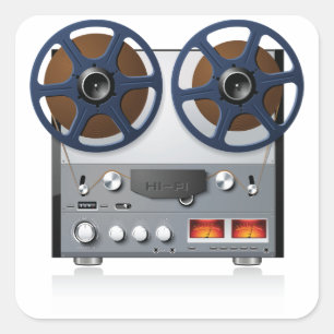Sticker Carré Lecteur de bande vintage pour audiophile