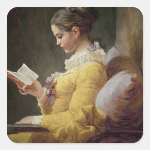 Sticker Carré Lecture de jeune fille, c.1776