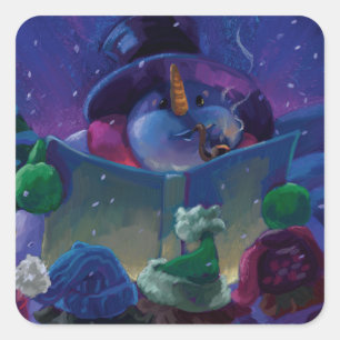 Sticker Carré Lecture hivernale