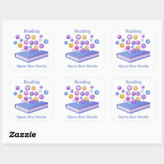 Sticker Carré LECTURE Ouvre de Nouveaux Mondes Texte personnalis