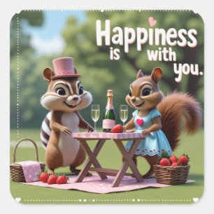 Sticker Carré L'écureuil d'amour de Valentine