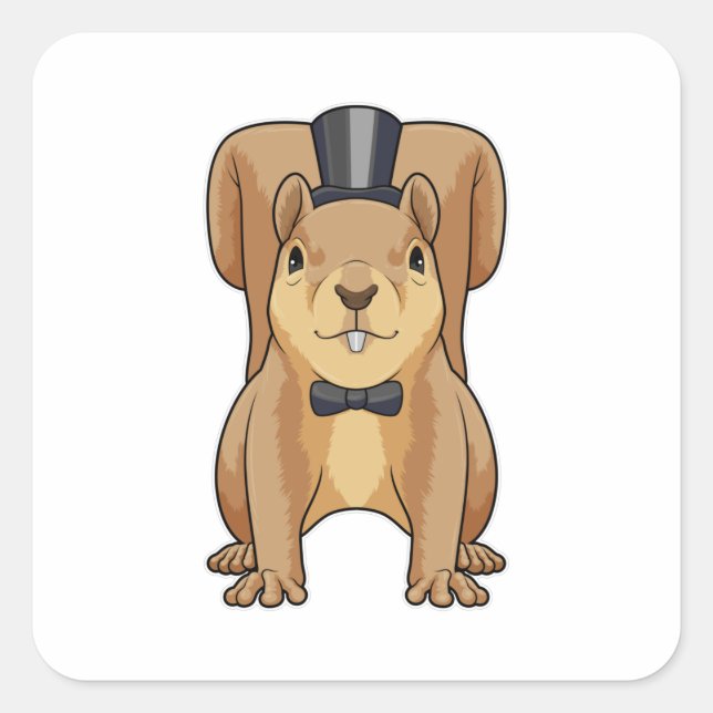 Sticker Carré L'écureuil en groom avec costume (Devant)