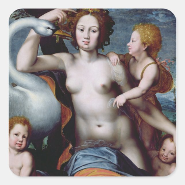 Sticker Carré Leda et le cygne (Devant)