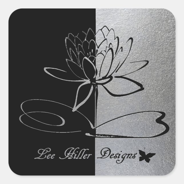 Sticker Carré Lee Hiller Designs Logo Accents Black & Stainless (Devant)