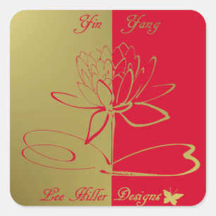 Sticker Carré Lee Hiller Designs Logo Accents Or Rouge