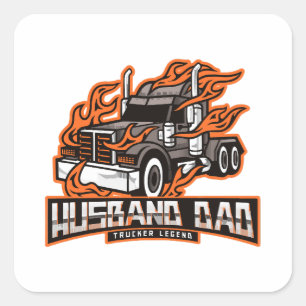 Sticker Carré Légende du camionneur papa mari