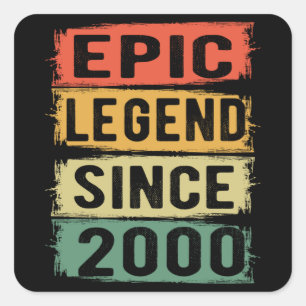 Sticker Carré Légende Épique Depuis 2000 Vintage Cadeau d'annive